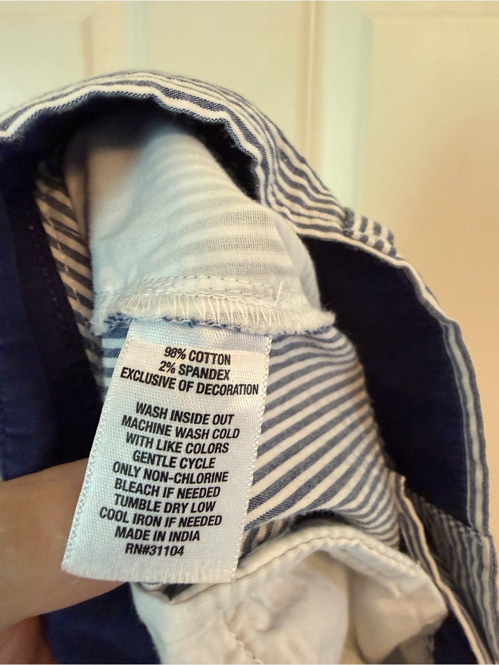 Men's Blue Pinstripe Cotton Shorts - Picture 9 of 10